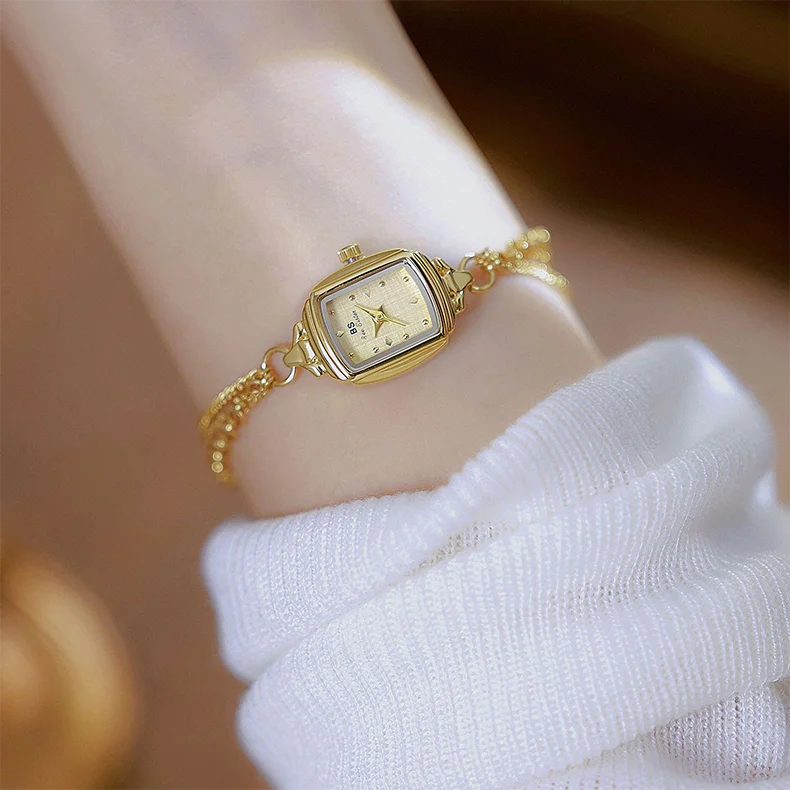 Elegant Ladies' Watch Bracelet Small Silver Wristwatch Simple Retro Square High-End Women's Watch Brand