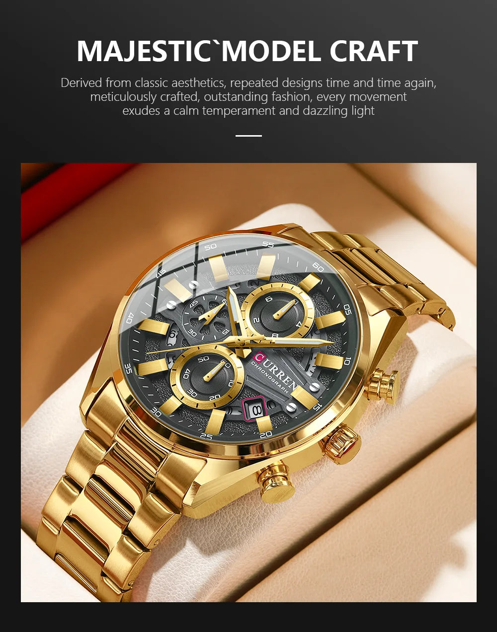 CURREN Top Luxury Business Calendar Multi functional Waterproof Sports Men's Quartz Men Watch Construction Wristwatch for Men