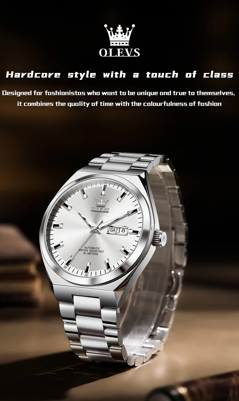 OLEVS 9907 NEW Business Watch for Men Fully Automatic Mechanical Movement Classic Date Week High-end Luxury Wrist watch for Men