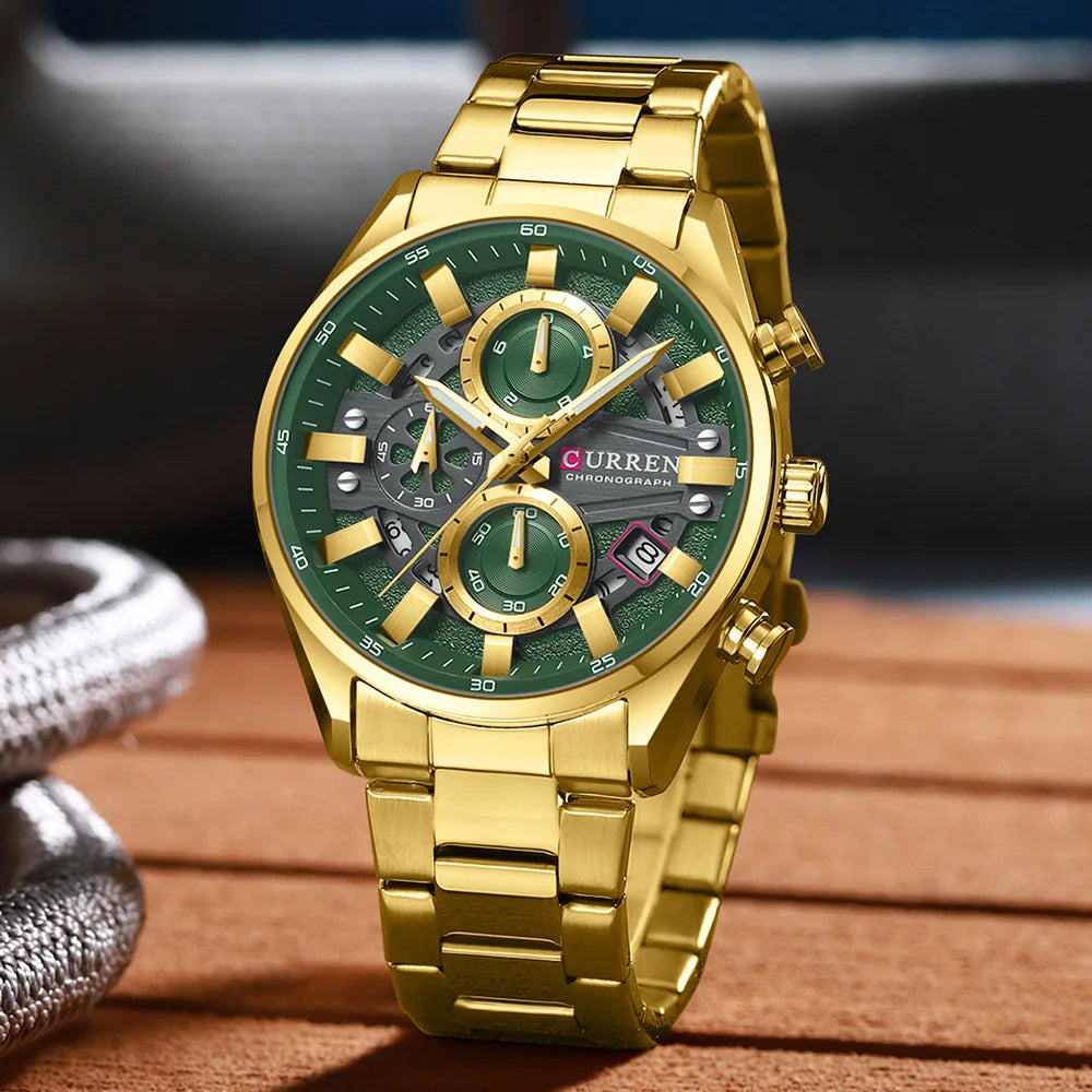 CURREN Top Luxury Business Calendar Multi functional Waterproof Sports Men's Quartz Men Watch Construction Wristwatch for Men