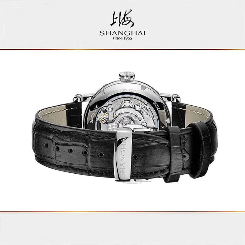 Shanghai Watch Men's Automatic Mechanical Watches 42mm Luminous Watch Sapphire Calendar Watch 5Bar Waterproof Wristwatch S8924