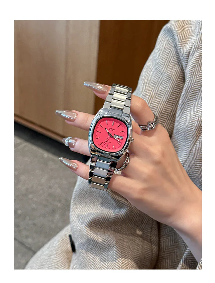 High Quality Women's Watch Minimalist Small Square Plate Bracelet Women's Watch Brown Quartz Waterproof Clock for Wife's Gift