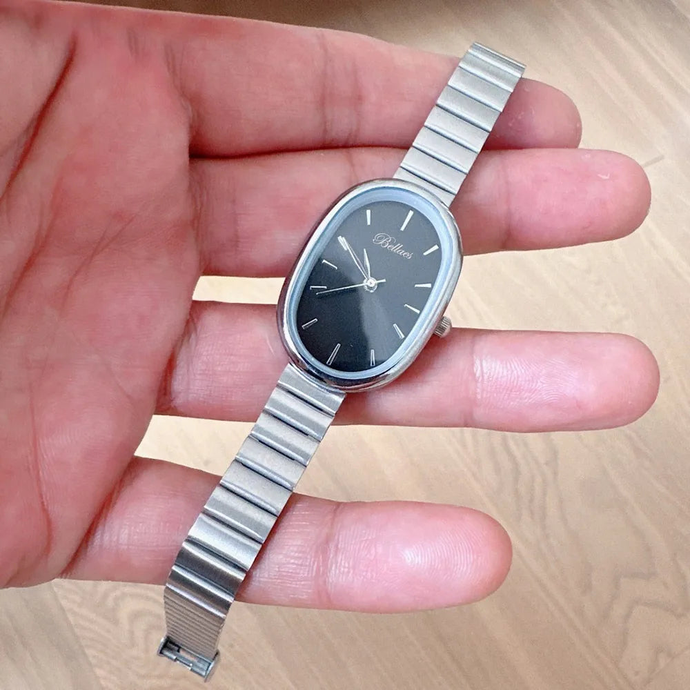 Gifts Oval Dial Quartz Watch Simple Fold-down Clasp Watch Women Watch Fashion Wristwatch
