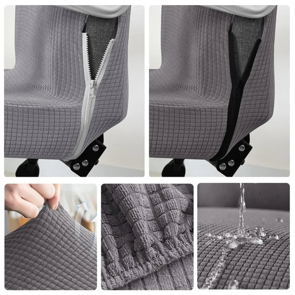 ARMFAVER Waterproof Office Chair Cover with Zipper Stretchable Fit for Swivel Chairs Elastic Slipcover Protector Solid Colors