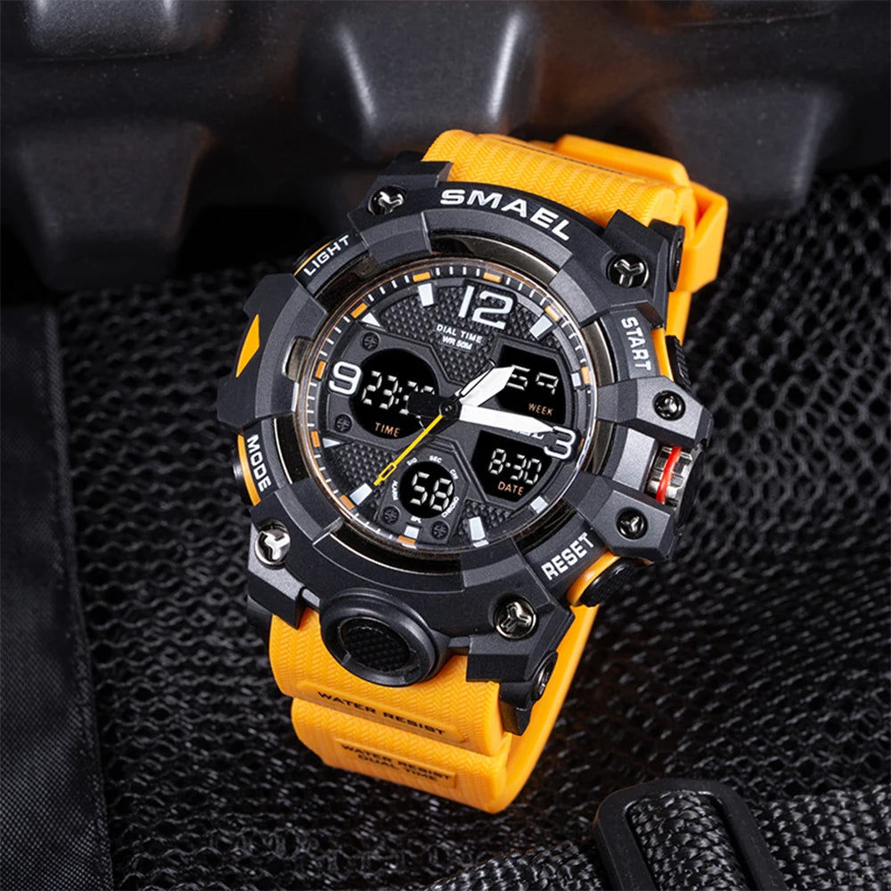 Sport Watch Military Watch For Men Alarm Clock Stopwatch LED Digital Back Light Dual Time Display 8008 Men's Watches Waterproof