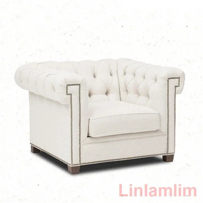 Classic Tufted Couch – Luxury Genuine Leather Chesterfield Sofa 3-Seater with Rolled Arms and Nailhead Trim, for Living Room