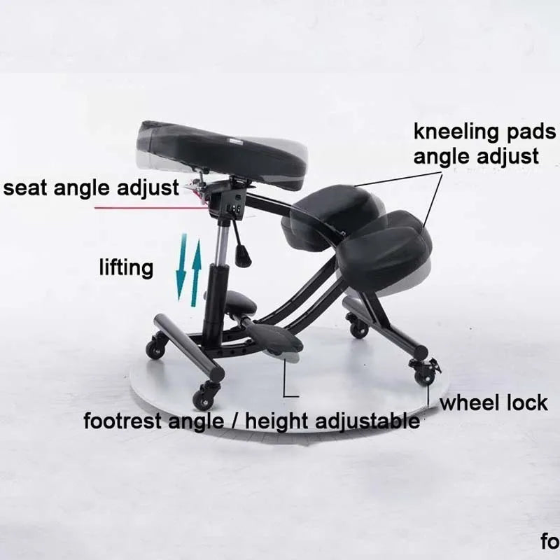 Sitting Posture Correction Chair Ergonomic Knee Chair Lifting Work Computer Bench with Wheels To Avoid Hunchback