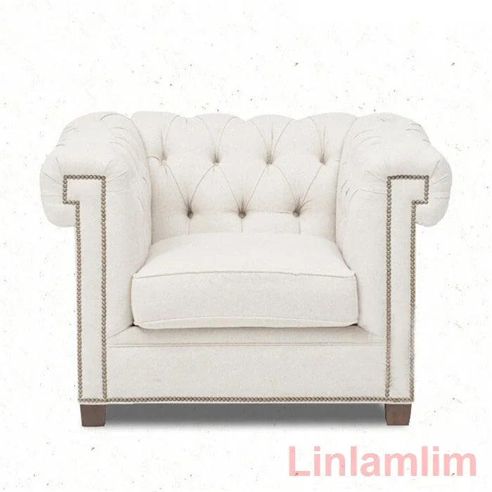 Classic Tufted Couch – Luxury Genuine Leather Chesterfield Sofa 3-Seater with Rolled Arms and Nailhead Trim, for Living Room