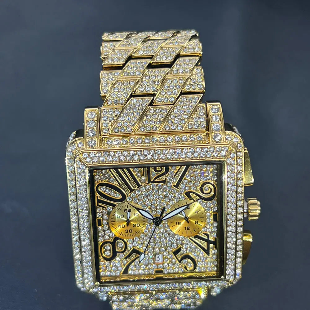 New MISSFOX Luxury Diamond Watch For Men Fashion lce Out  Big Face And Band Wristwatch Bling Hip Hop Style Jewelry Dropshipping