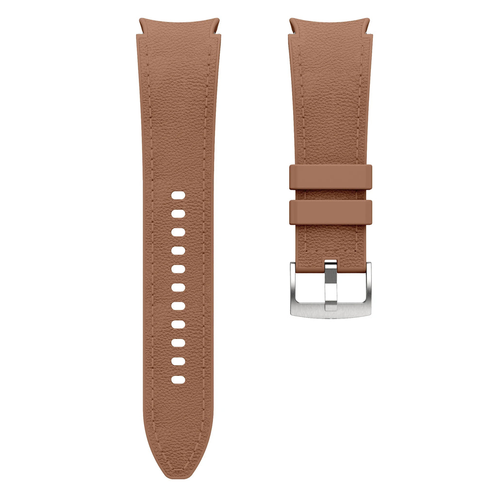 Silicone+Leather Strap for Samsung Galaxy Watch 7 6 5 4 44mm 40mm/5 Pro 45mm Wristband for Galaxy Watch 6 Classic 47mm 43mm Belt