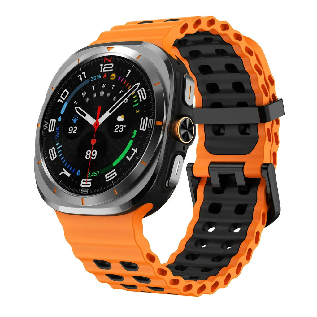 Two-color Silicone Strap for Samsung Galaxy Watch Ultra 47mm Ocean Original Official Wristband Galaxy Watch 8-7 Ultra 47mm Belt