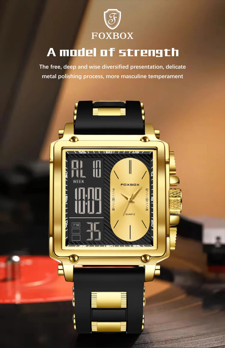 LIGE Fashion Square Digital Watch Men Casual Sports Waterproof Men's Quartz Wristwatch FOXBOX Top Brand Luxury Chronograph Watch