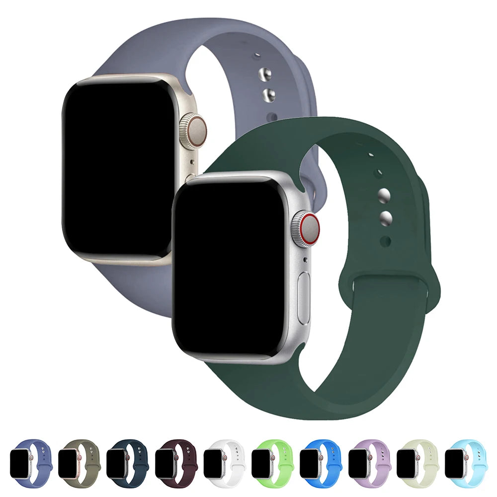 Sports Silicone Strap For Apple Watch Band Ultra 49mm 46mm 45mm 44mm 42mm 41mm 40mm Watchband for iWatch 11 10 9 8 7 6 5 4 SE