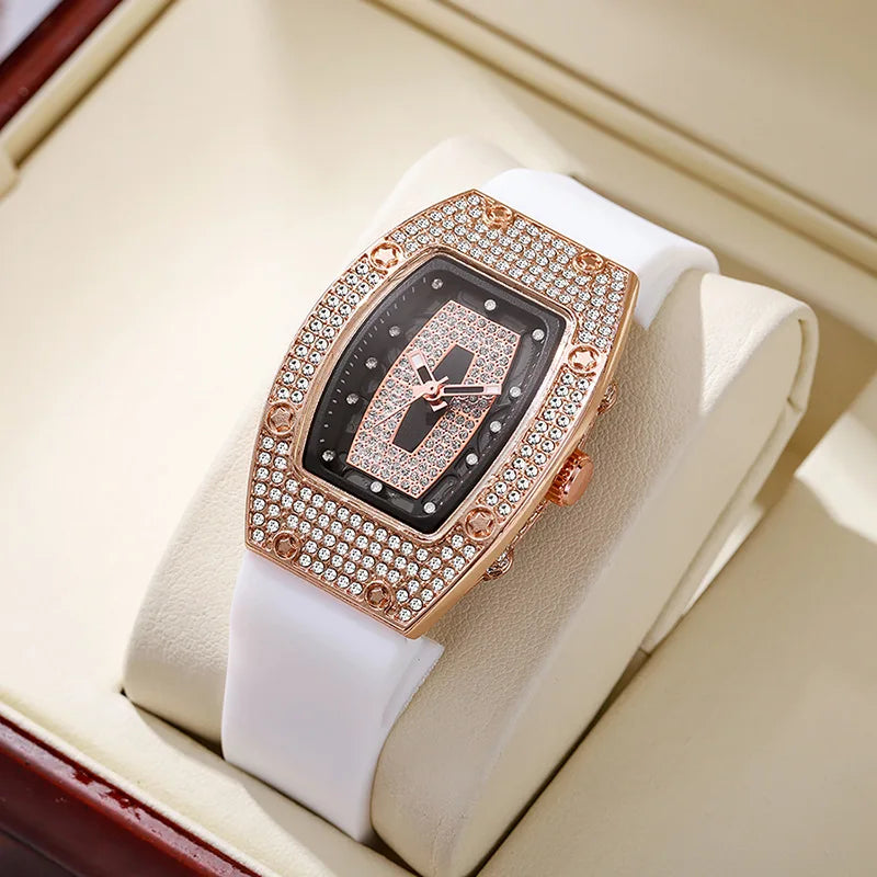 New Fashion Women Crystal Tonneau Watches For Woman Silicone Jelly Quartz Watch Students Gifts Reloj Mujer Ladies Wrist Watches
