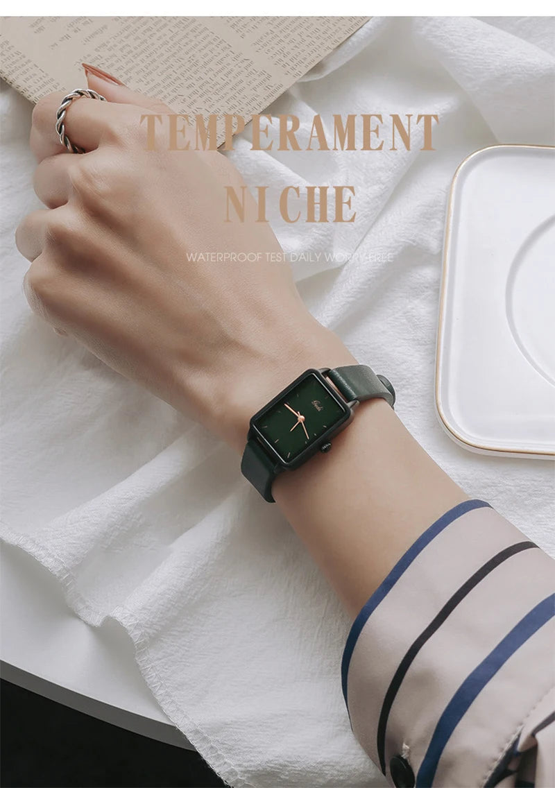 GEDI Watches for Woman Vintage Niche Elegant Waterproof Leather Watches Ladies Quartz Square Women's Wristwatches