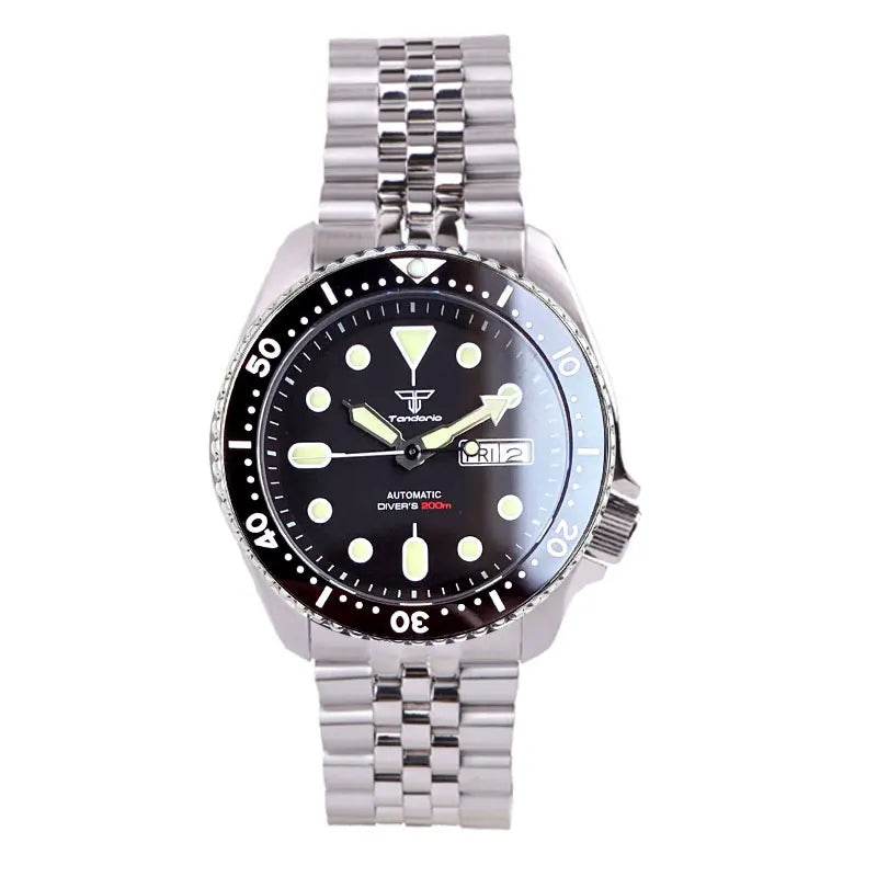 Diving Tandorio NH36 Week Date Steel Mechanical Watch Men 120clicks Bezel Chapter Ring 3.8 Crown 20ATM Waterproof SKX Mod Clock