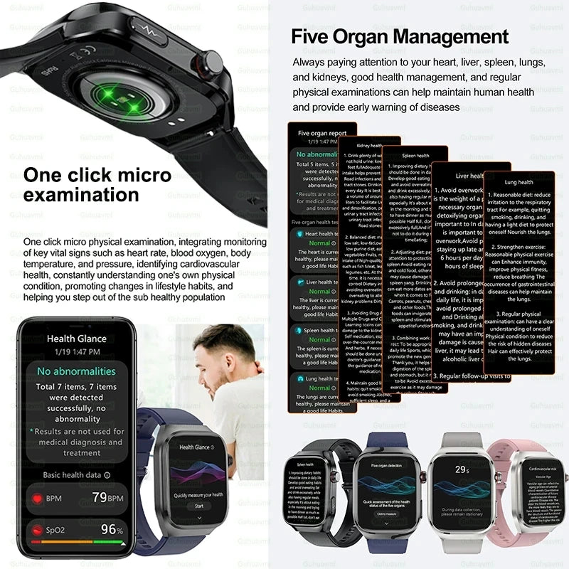 SmartWatch Voice Call Push reminder Physical examination Health Watch Blood Pressure UricAcid Blood Oxygen ECG Sport Smart watch