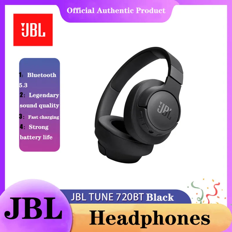 JBL TUNE 720BT Original Authentic Wireless Bluetooth Over-ear Style Headphones Foldable Multi-point Connection for Sports Music
