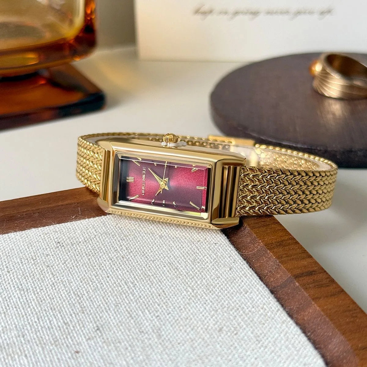 Women Watch for Girls Quartz Reloj Mujer Sliver Blue Gold Green Orologio Ladies Wristwatch Simple Vintage Rectangle Shaped Clock