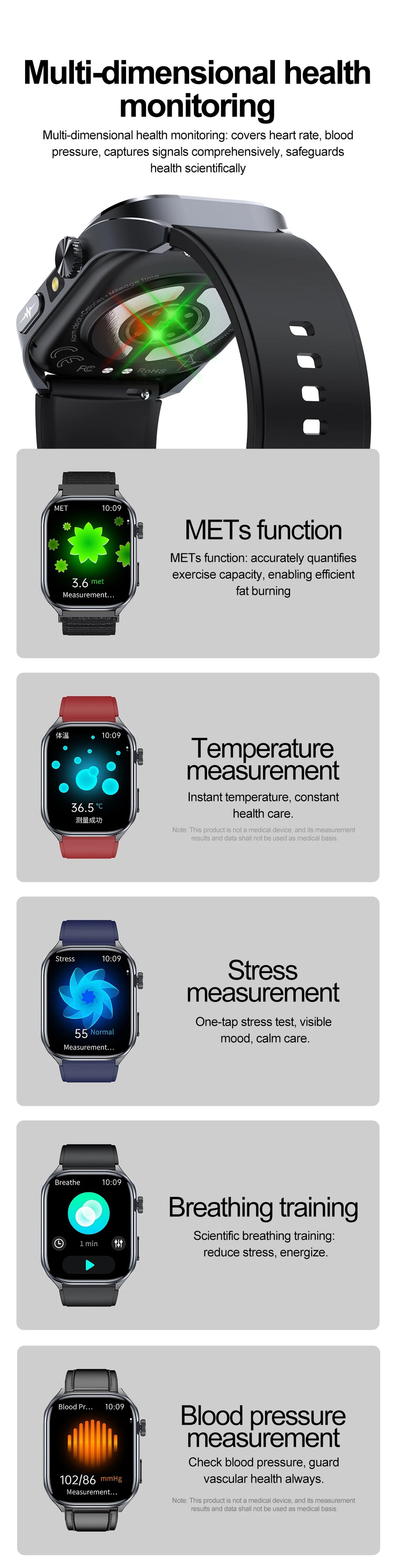2026 New AI Health Care Accurate detection ECG SmartWatch Blood Pressure lipids Uric Acid Analysis Bluetooth Call Smart Watches