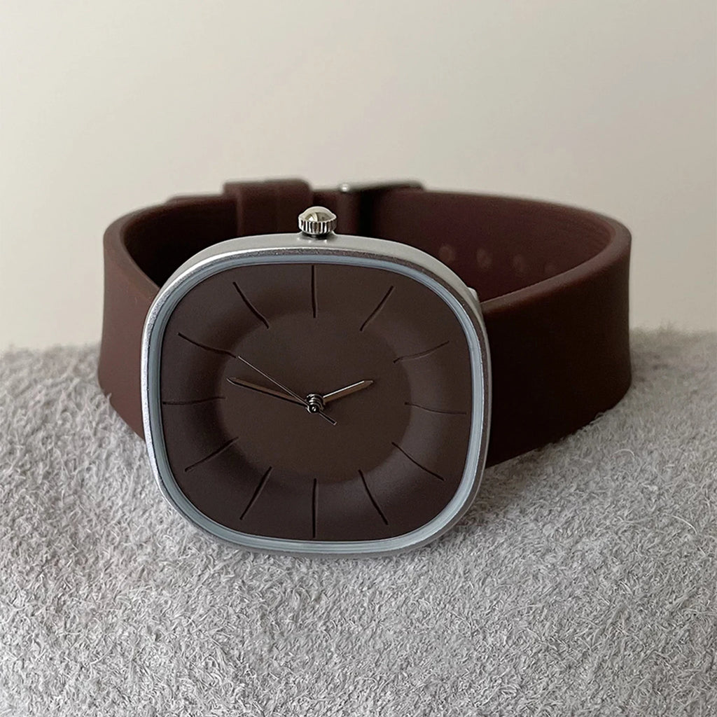 Luxury-inspired Dopamine Square-Face Watches for Women Silicone Strap, Waterproof Quartz Movement Women's Watch Student Gift