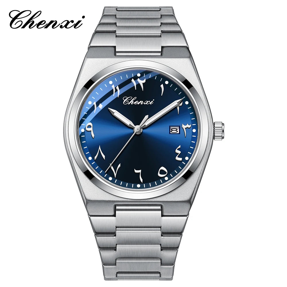 CHENXI Eastern Arabic Numerals Men's Wristwatch Business Casual Luminous Watches for Men Calendar Waterproof Quartz Man Watch