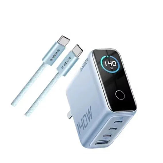 CN Version Anker Zolo 140W Charger GAN Display PD PPS for iPhone 12-16 series Laptop with 1.5m USB C to C Cable