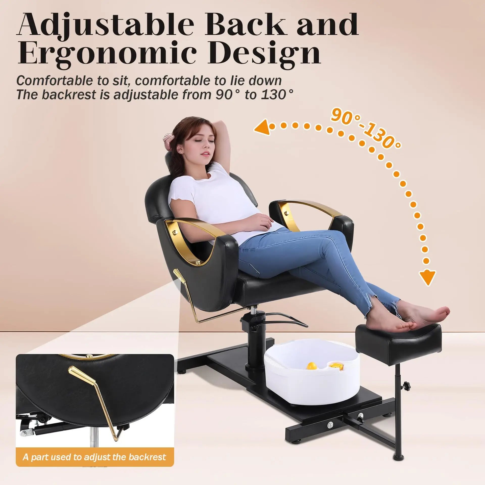 AOLIVIYA Modern Light Multifunctional Adjustable Pedicure Chair Metal Foot Bath Rotating Foot Therapy Massage For Salon Professi