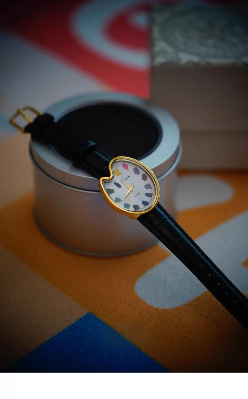2026 Hot Sale Retro Niche Art sketching board Design Leather Quartz Square Exquisite and Versatile Pointer Watch 29mm