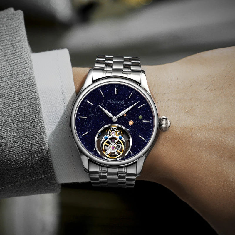 AESOP Original Flying Tourbillon Watches for Men Mechanical Skeleton Tourbillon Movement Fashion Wrist Watch Mens Sapphire 2025