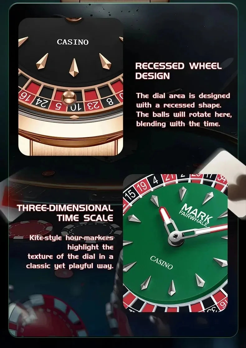 Mark Fairwhale 2025 New Fashion Men Quartz Watch Arabic numerals Rotating Dial Roulette Luminous Waterproof Men's Wristwatch