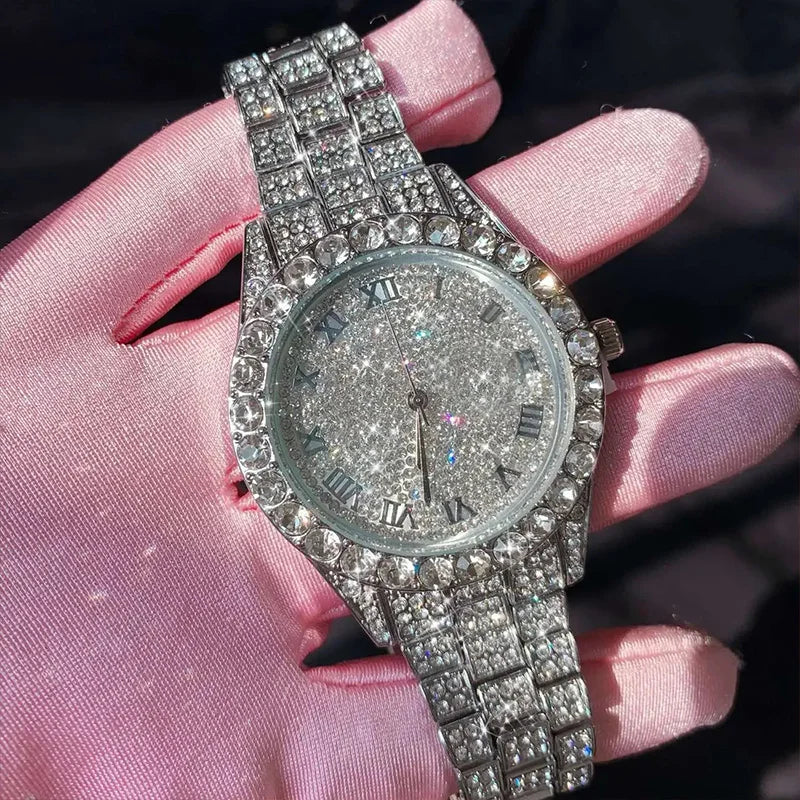 New Luxury Diamond Watch for Women Elegant Brand Quartz Steel Bracelet Watches Ladies Zircon Crystal Fashion Wristwatch Clock