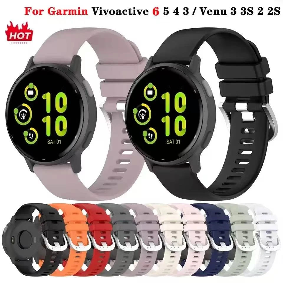 18mm 20mm 22mm Silicone Strap For Garmin Vivoactive 6 5 4 4s Band Watch Venu 4 3 2 2s SQ Forerunner 265 165 Bracelet Wristband