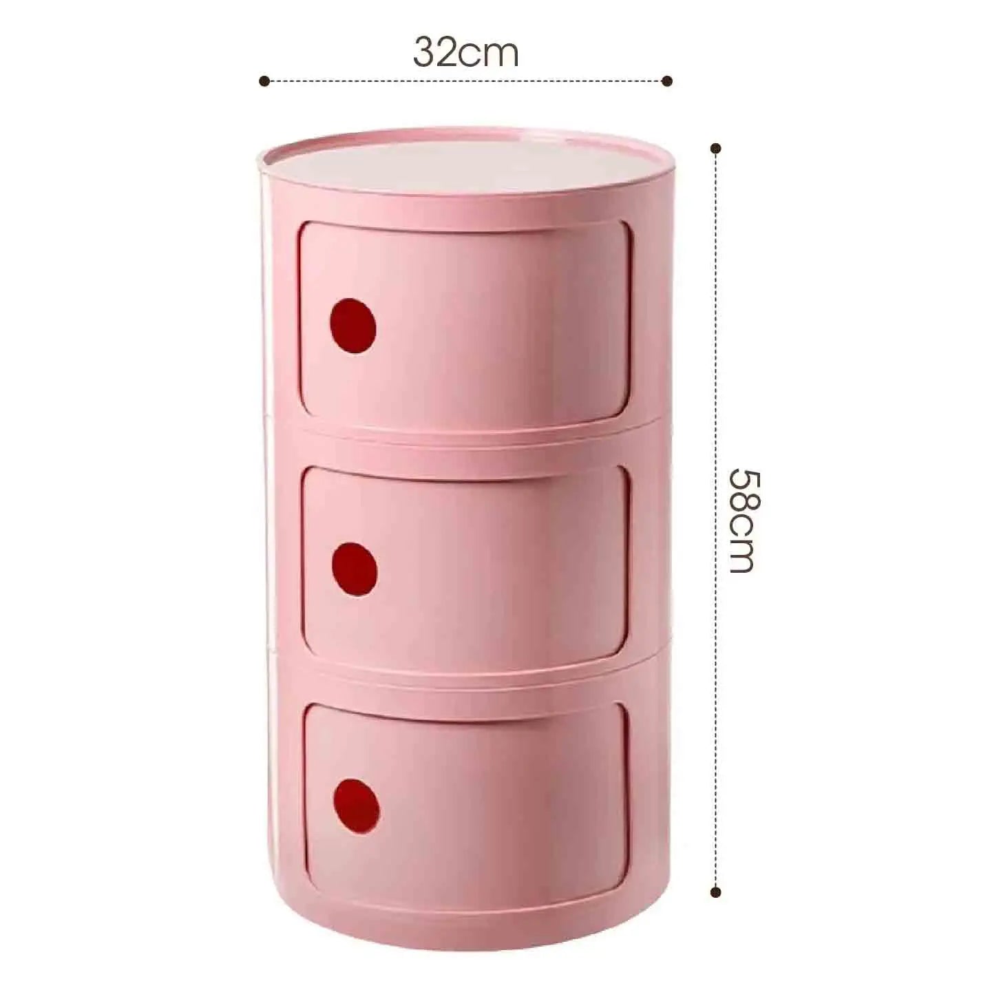 Plastic Round Bedside Nightstand with Drawers Practical Storage Box Cabinet Nightstand Chic Decor for Bedroom Living Room