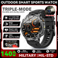LIGE 2026 Military 1400mAh Battery Smart Watch Men Outdoor Flashlight IP68 Waterproof Heart Rate Bluetooth Call Sports Bracelet