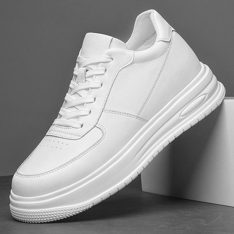 British Style Casual Leather Men's Vulcanized Shoes Fashion Low Top Thick Bottom Antiskid Sneakers Genuine Leather Board Shoes
