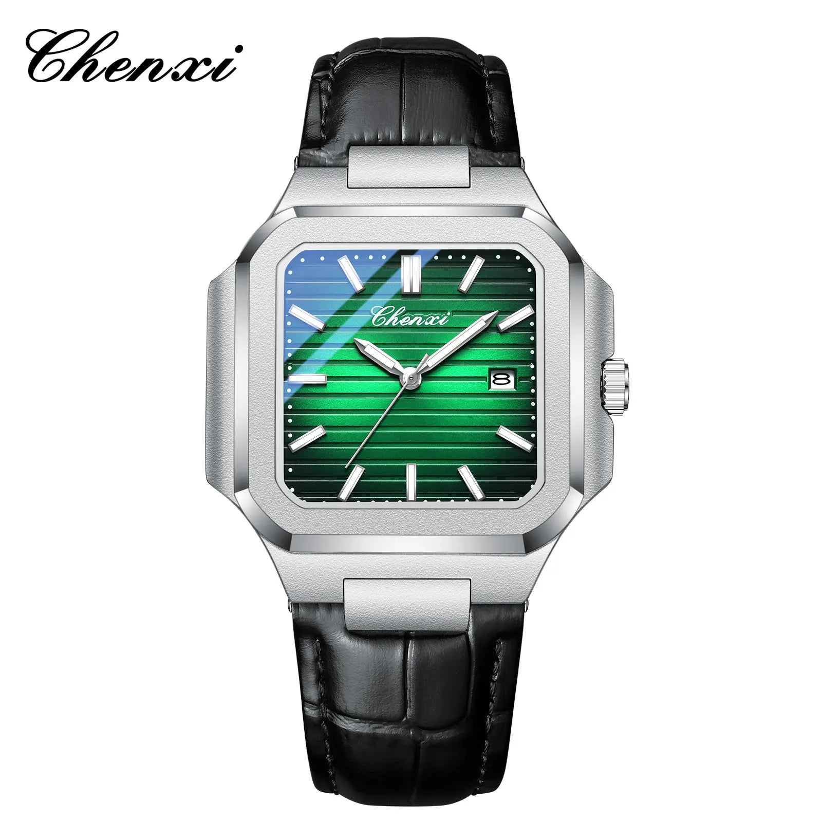 New High Quality Leather Man Watches Business Fashion Date Quartz Luxury Square Watch Men's Waterproof Luminous Clock