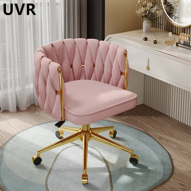 UVRLiving Room Chair Home Bedroom Girls Dresser Makeup Chair Computer Office Chair  Light Luxury Lift Swivel Backrest Chair