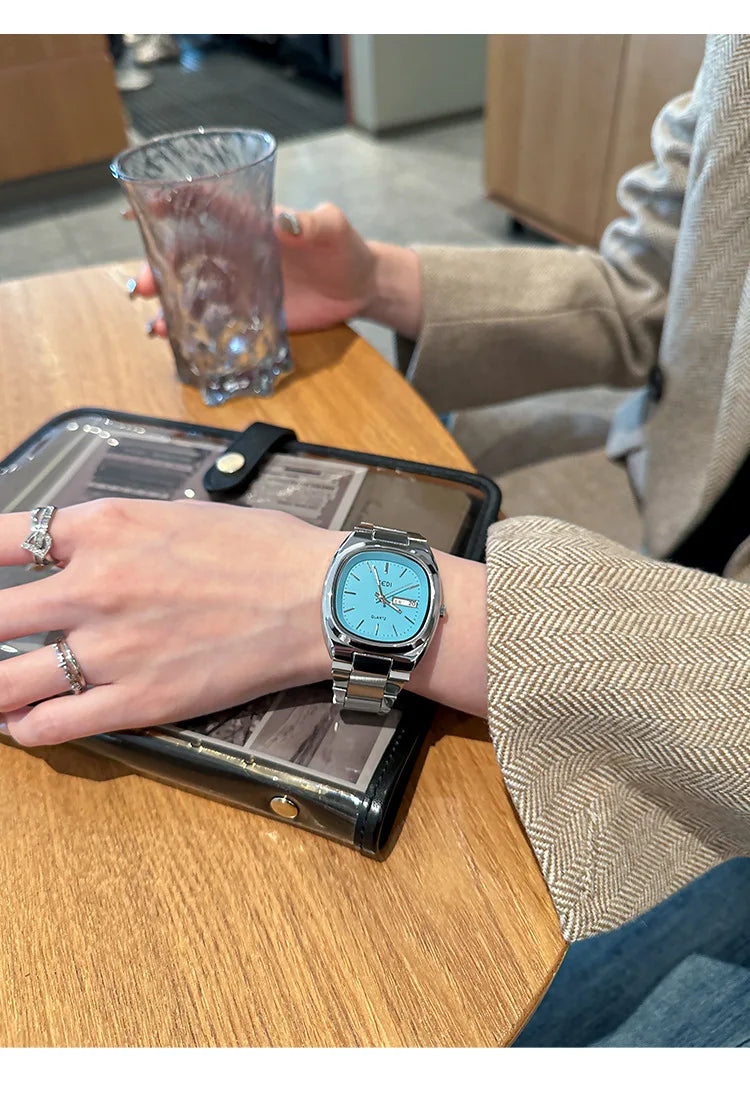High Quality Women's Watch Minimalist Small Square Plate Bracelet Women's Watch Brown Quartz Waterproof Clock for Wife's Gift