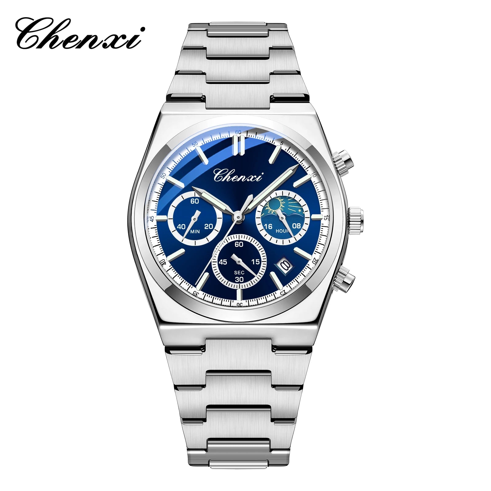 Men's Watches CHENXI 2025 High Quality Sports Chronograph Date Quartz Wristwatch Men's Watch Stainless Steel Waterproof Luminous