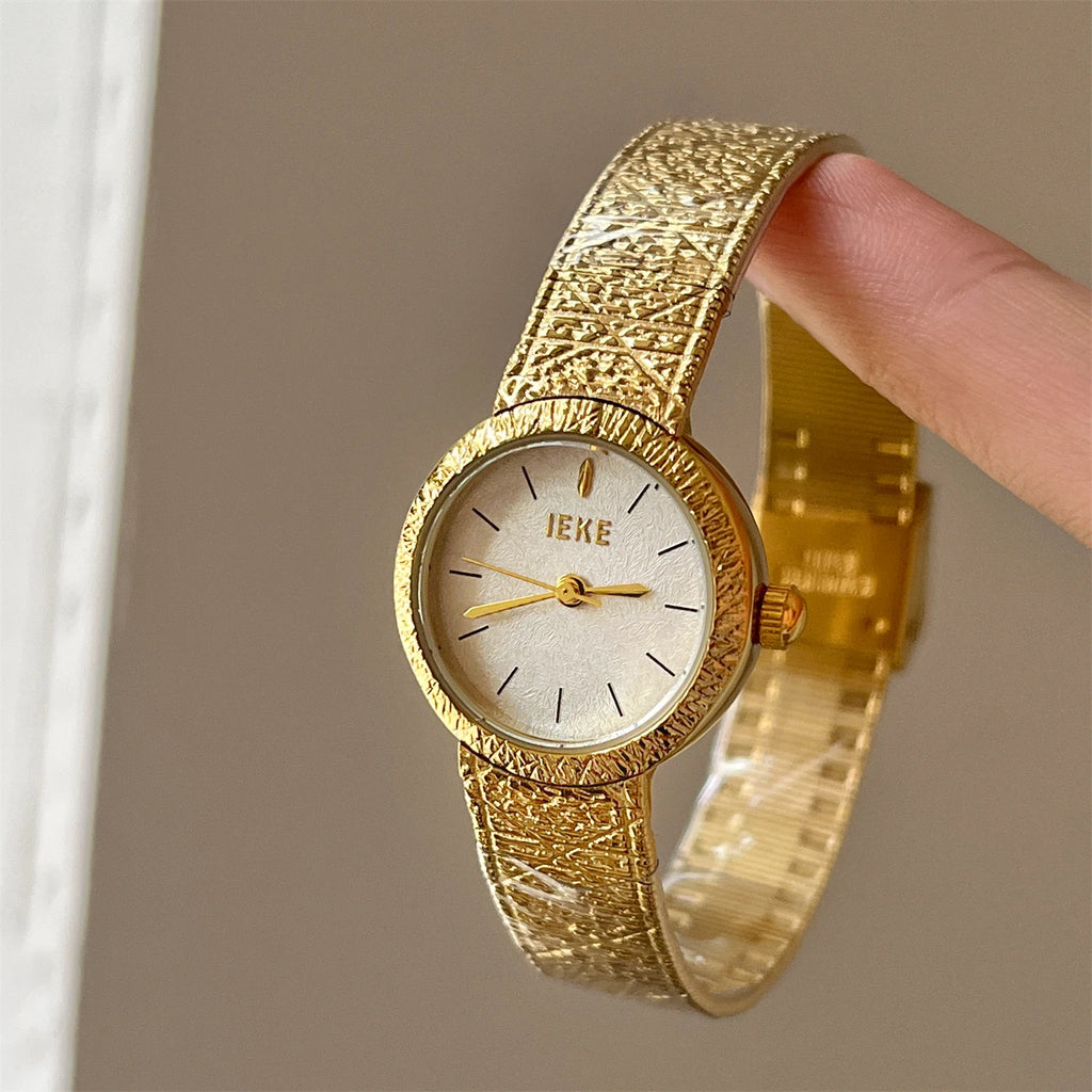 2025 Vintage Woman Quartz Watch Gold Noble Clock Fashion Bracelet Steel Belt Elegant Women Watches Luxury