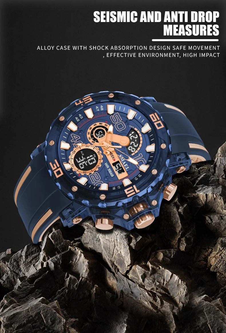 Military Watches Men Watch 2025 New 50M Waterproof Wristwatch Stopwatch Alarm LED Light Digital Watches 8136 Men's Sports Watch