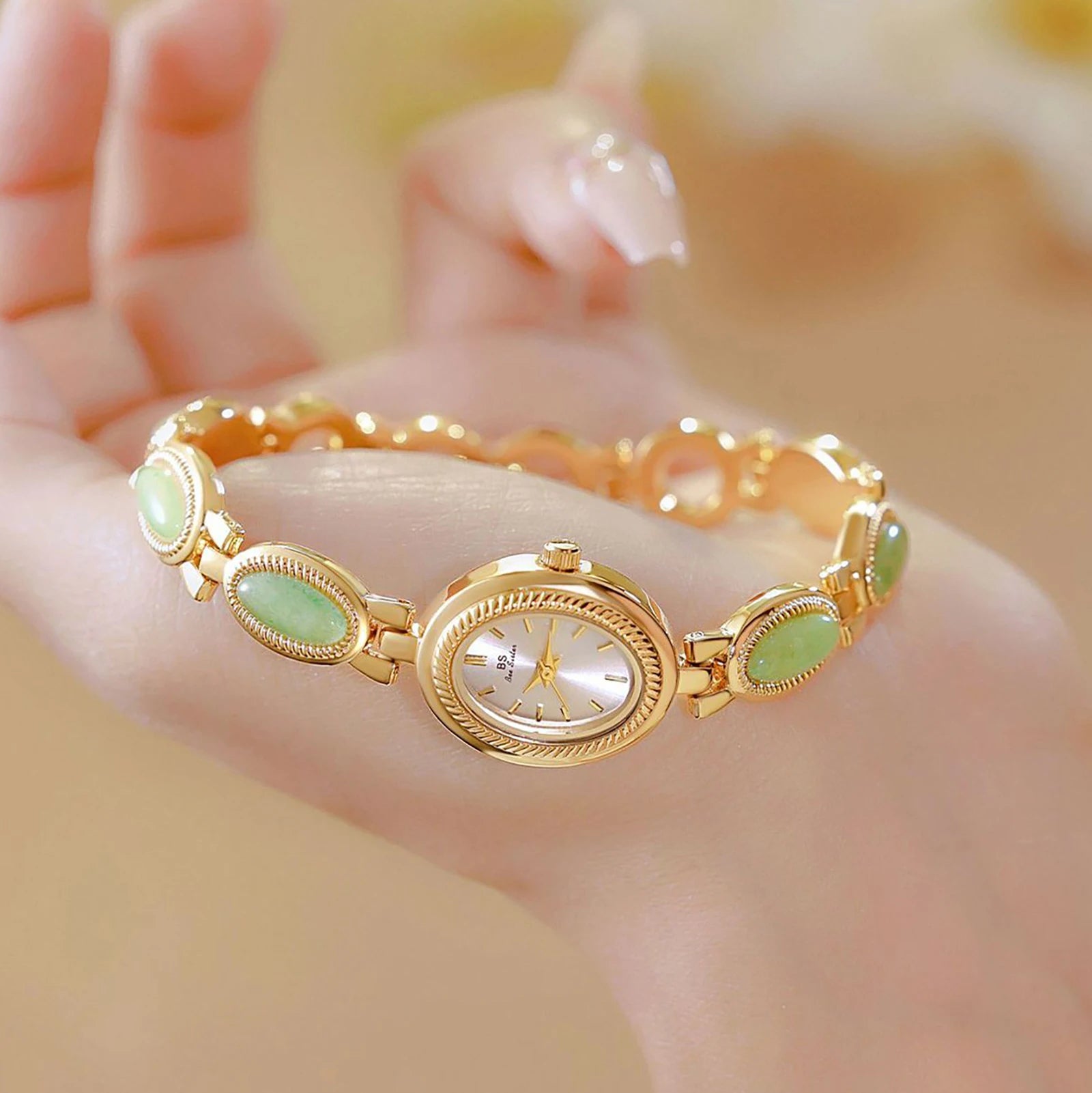 High-end Luxury Ladies Watches Elegant Green Jewelry Jade Quartz Bracelet Wristwatch gifts for women 2025 Fashion dress Watch
