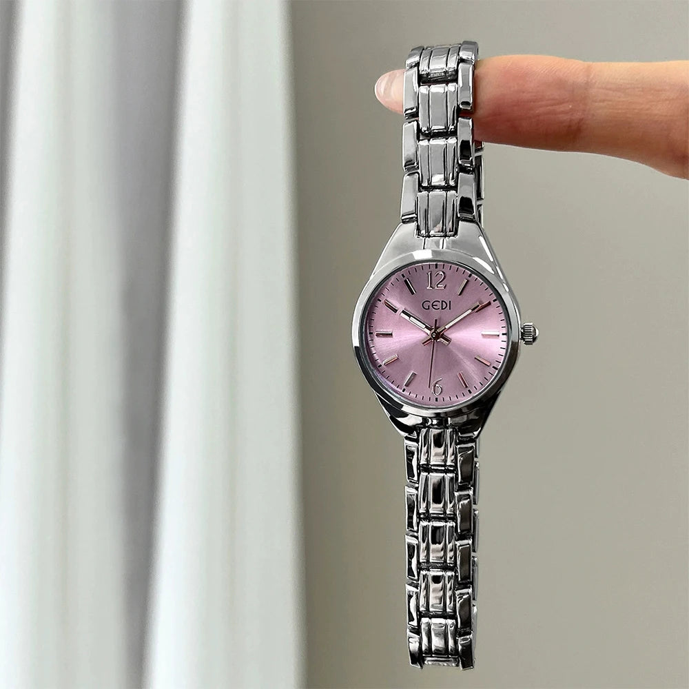 GEDI Small Watch for Women Silver Light Luxury Elegant Waterproof Quartz Watches Ladies Wristwatches Fashion Casual Simple