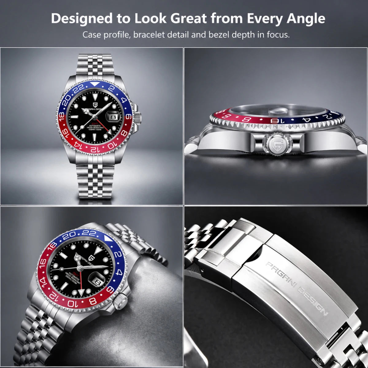 2026 New PAGANI DESIGN Luxury Men Mechanical Watches Stainless Steel GMT Watch Top Brand Sapphire Glass Men Watch reloj hombre