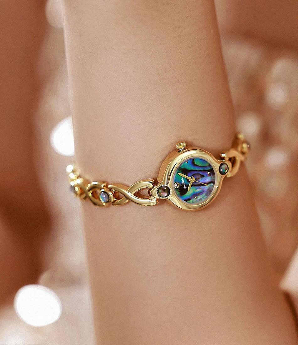 Ladies Watch Elegant Retro Round Black Gold Shell Dial Fashion Casual Gold Watches For Woman Gift Fashion Accessory