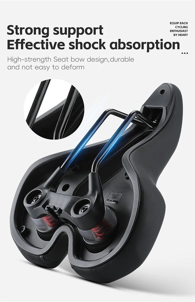 WEST BIKING Bicycle Saddle Comfortable Shockproof Bike Seats with Spring Shock Absorber MTB Road Bike Hollow Breathable Cushion
