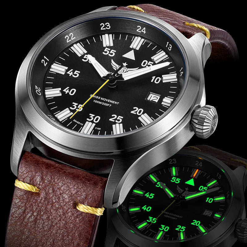 YELANG V1021S Men Quartz Watch 42mm Swiss Ronda  Movement 10-year battery life T100 Luminous 100m Waterproof Men's Diving Watch