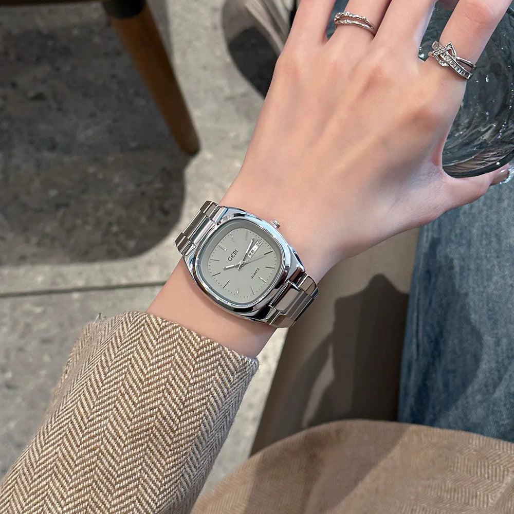 High Quality Women's Watch Minimalist Small Square Plate Bracelet Women's Watch Brown Quartz Waterproof Clock for Wife's Gift