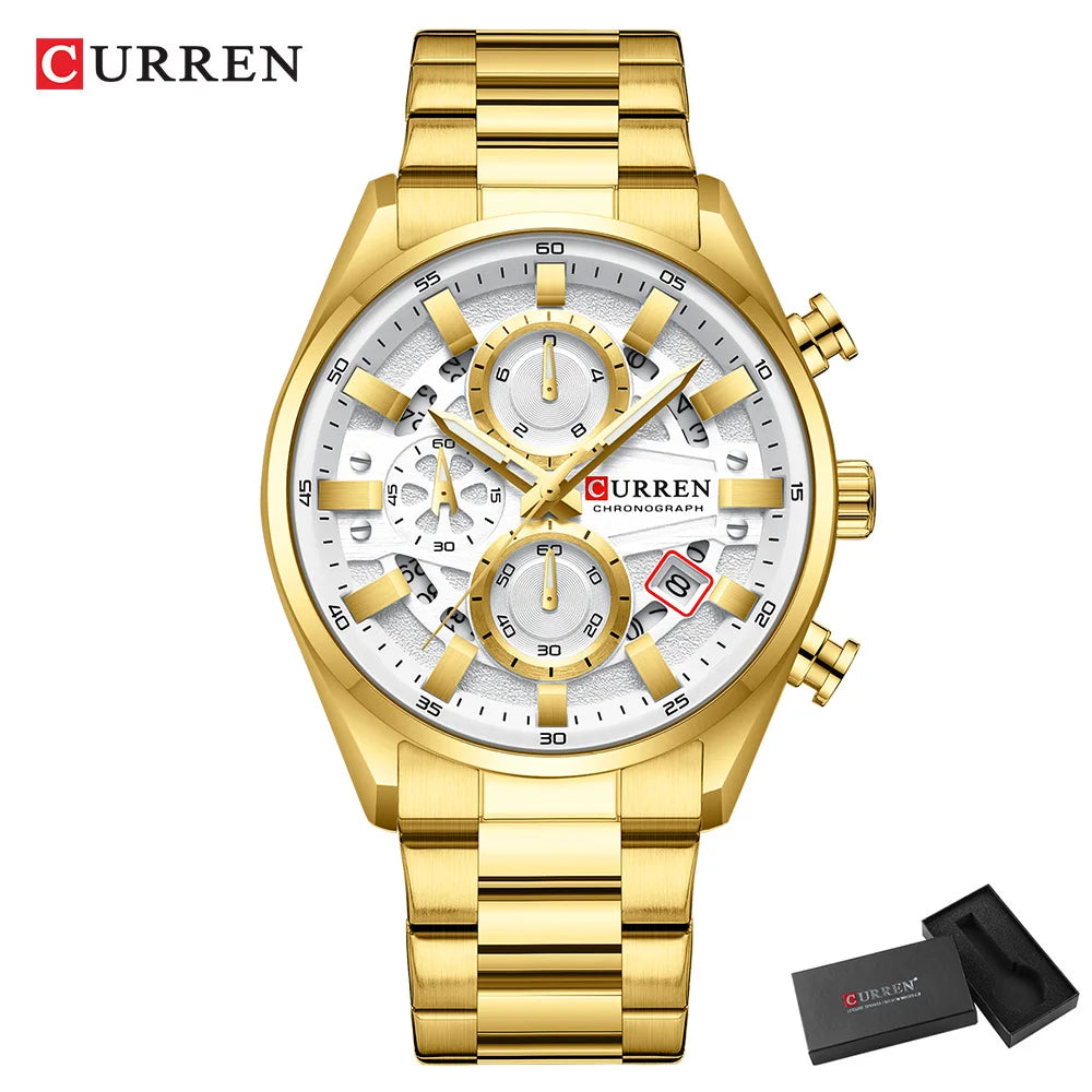 CURREN Top Luxury Business Calendar Multi functional Waterproof Sports Men's Quartz Men Watch Construction Wristwatch for Men
